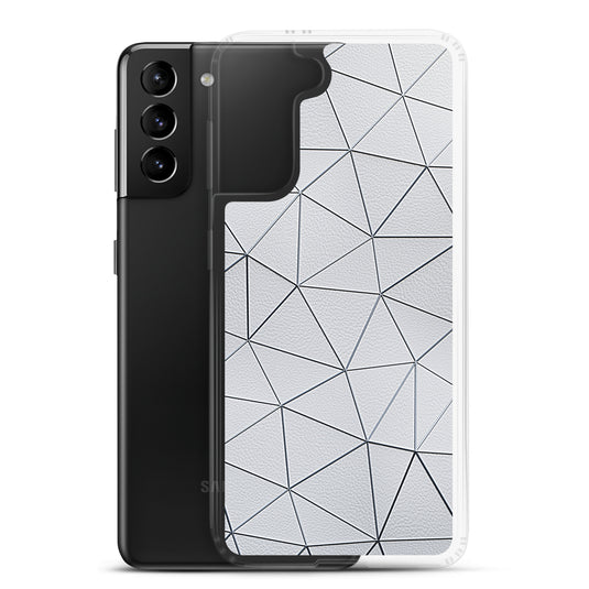 Silver Polygon White Leather Samsung Clear Thin Case CREATIVETECH