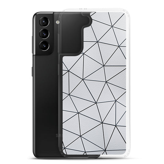 Black Polygon White Leather Samsung Clear Thin Case CREATIVETECH