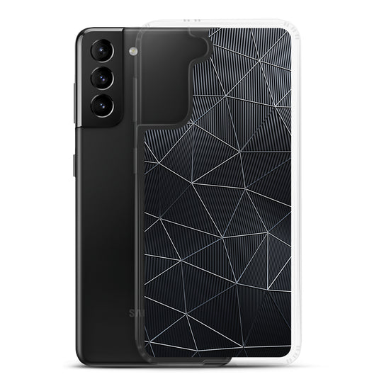 Silver Polygon Carbon Fiber Striped Samsung Clear Thin Case CREATIVETECH