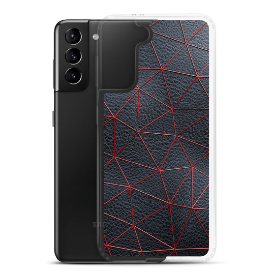 Red Polygon Black Leather Samsung Clear Thin Case CREATIVETECH