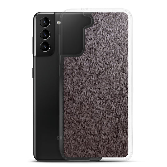 Dark Brown Leather Samsung Clear Thin Case CREATIVETECH