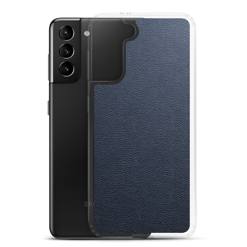 Load image into Gallery viewer, Dark Blue Leather Samsung Clear Thin Case CREATIVETECH