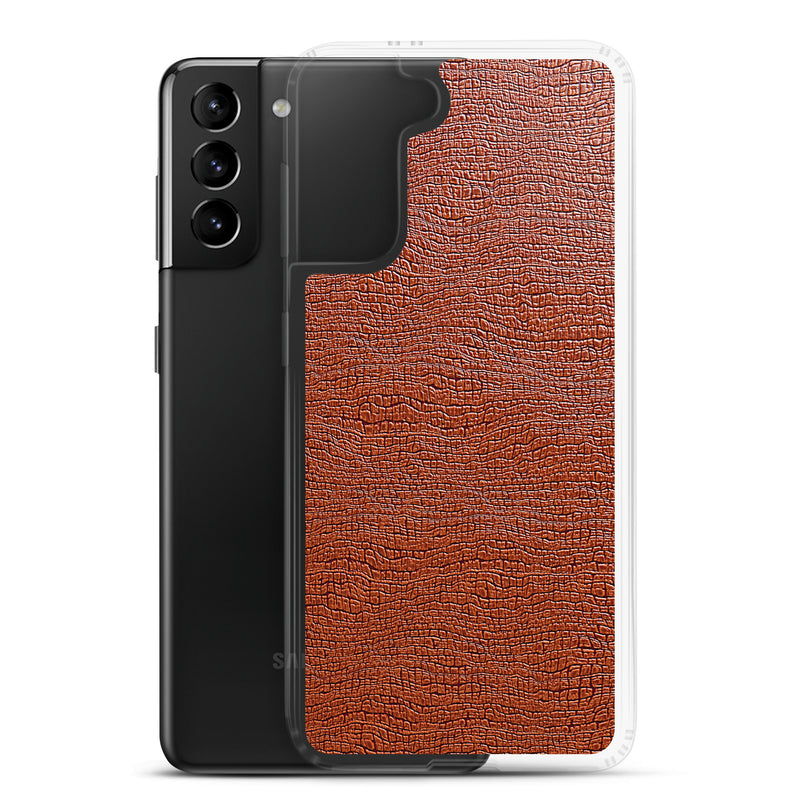 Load image into Gallery viewer, Exotic Brown Leather Samsung Clear Thin Case CREATIVETECH