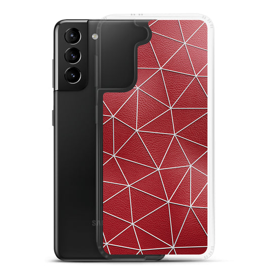 White Polygon Red Leather Samsung Clear Thin Case CREATIVETECH