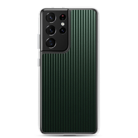 Striped Carbon Fiber Dark Green Samsung Clear Thin Case CREATIVETECH