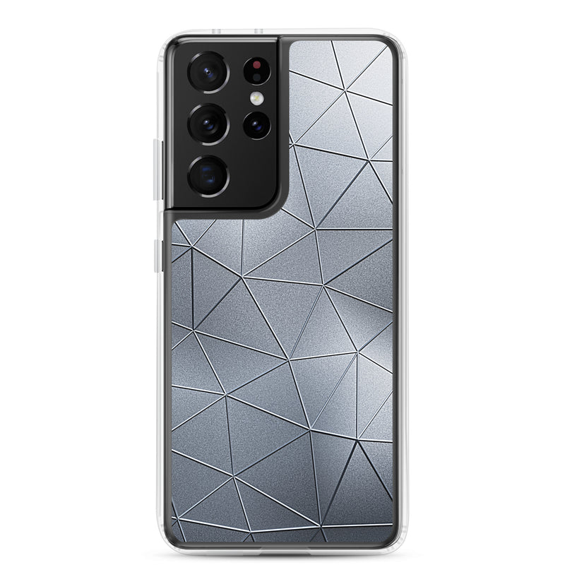 Load image into Gallery viewer, Silver Polygon Metal Samsung Clear Thin Case CREATIVETECH
