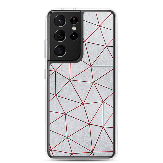 Red Polygon White Leather Samsung Clear Thin Case CREATIVETECH