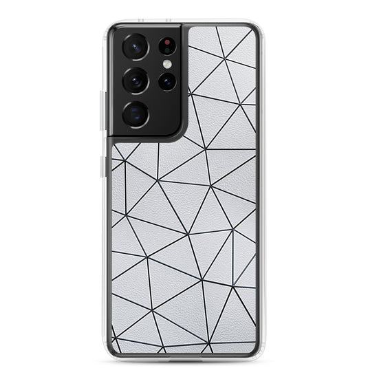 Black Polygon White Leather Samsung Clear Thin Case CREATIVETECH