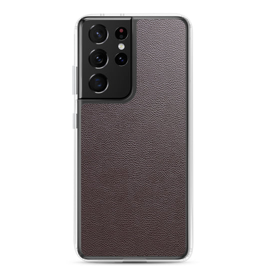Dark Brown Leather Samsung Clear Thin Case CREATIVETECH
