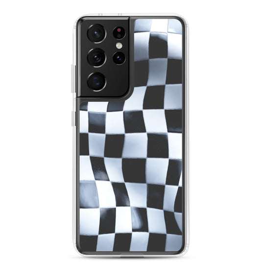 Chess Mat Black White Curved Samsung Clear Thin Case CREATIVETECH