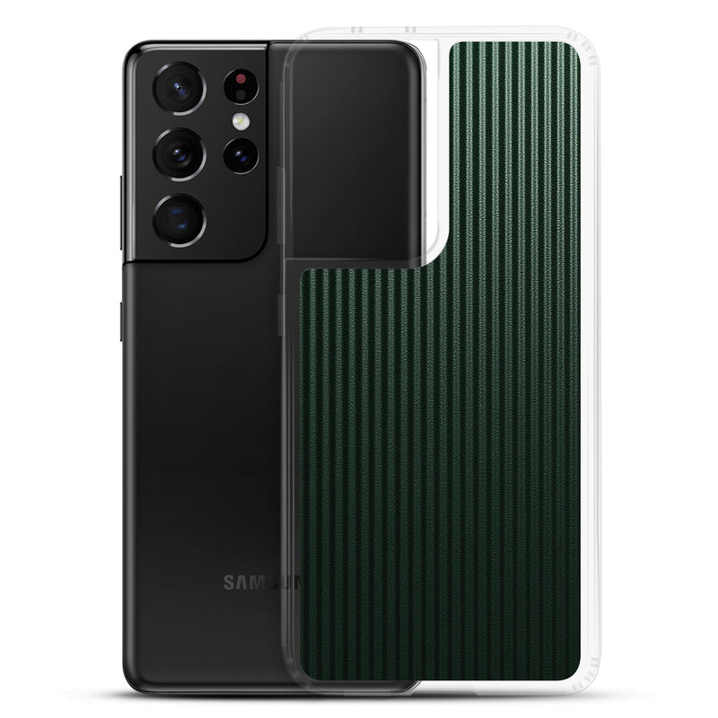 Load image into Gallery viewer, Striped Carbon Fiber Dark Green Samsung Clear Thin Case CREATIVETECH
