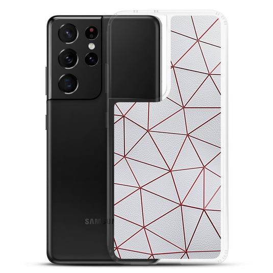 Red Polygon White Leather Samsung Clear Thin Case CREATIVETECH
