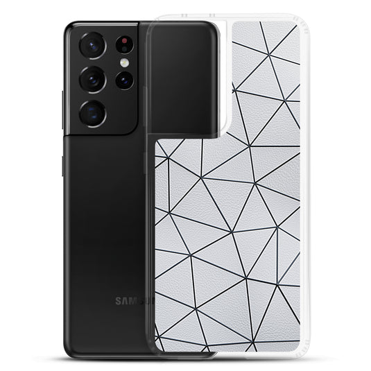 Black Polygon White Leather Samsung Clear Thin Case CREATIVETECH