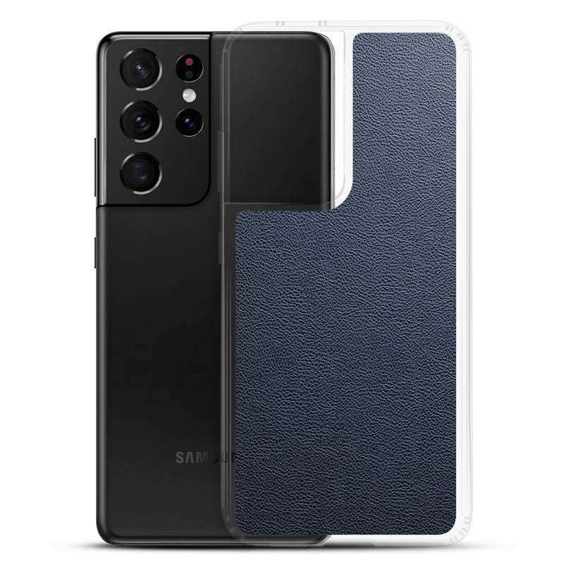 Load image into Gallery viewer, Dark Blue Leather Samsung Clear Thin Case CREATIVETECH