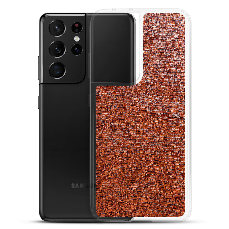 Load image into Gallery viewer, Exotic Brown Leather Samsung Clear Thin Case CREATIVETECH
