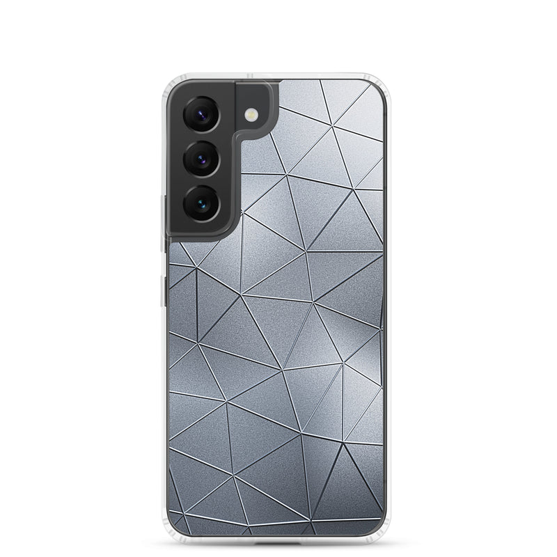 Load image into Gallery viewer, Silver Polygon Metal Samsung Clear Thin Case CREATIVETECH
