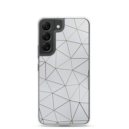 Golden Polygon White Leather Samsung Clear Thin Case CREATIVETECH