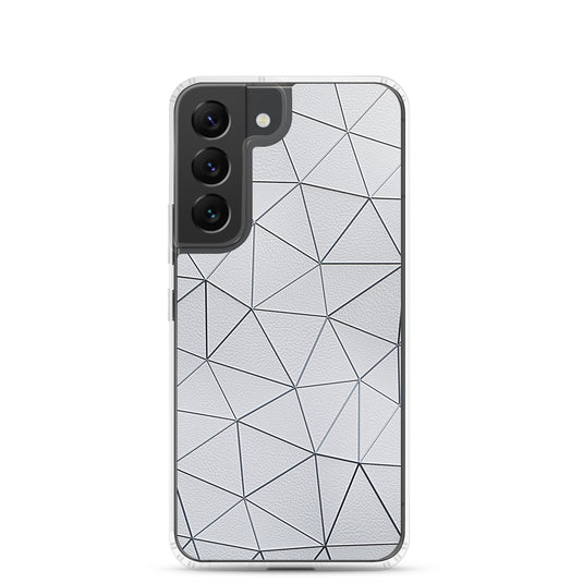 Silver Polygon White Leather Samsung Clear Thin Case CREATIVETECH