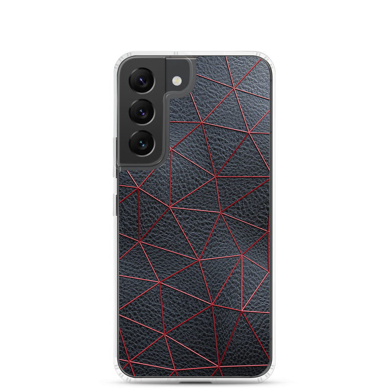Load image into Gallery viewer, Red Polygon Black Leather Samsung Clear Thin Case CREATIVETECH