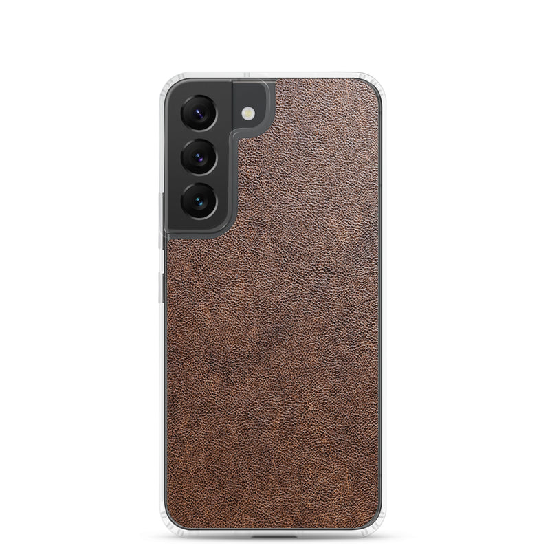 Load image into Gallery viewer, Light Brown Leather Samsung Clear Thin Case CREATIVETECH
