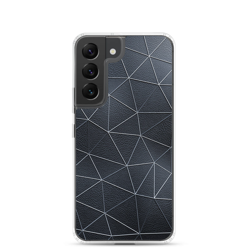 Load image into Gallery viewer, White Polygon Black Leather Samsung Clear Thin Case CREATIVETECH