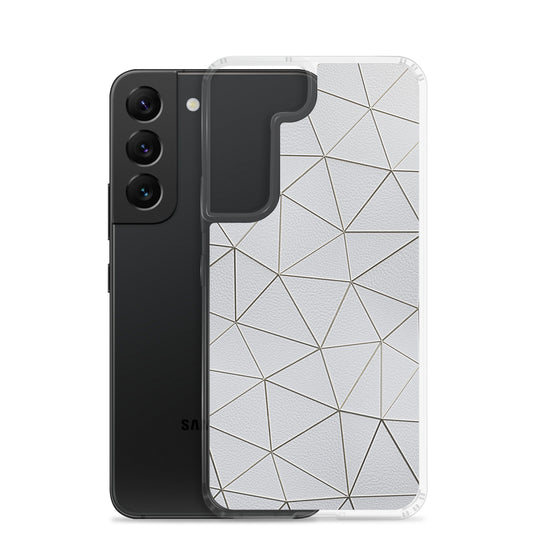 Golden Polygon White Leather Samsung Clear Thin Case CREATIVETECH