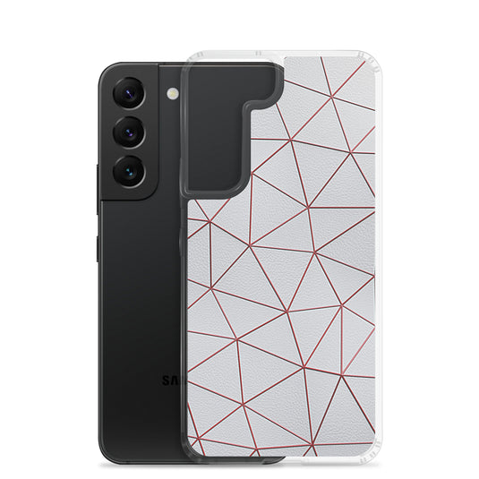 Red Polygon White Leather Samsung Clear Thin Case CREATIVETECH