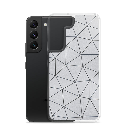 Black Polygon White Leather Samsung Clear Thin Case CREATIVETECH