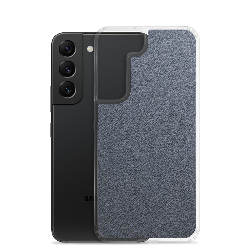 Load image into Gallery viewer, Dark Blue Leather Samsung Clear Thin Case CREATIVETECH