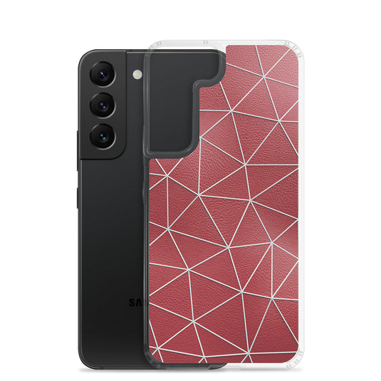 White Polygon Red Leather Samsung Clear Thin Case CREATIVETECH