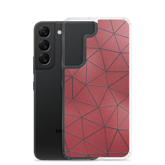 Black Polygon Red Leather Samsung Clear Thin Case CREATIVETECH