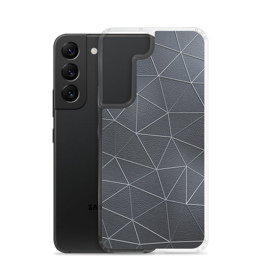 White Polygon Black Leather Samsung Clear Thin Case CREATIVETECH