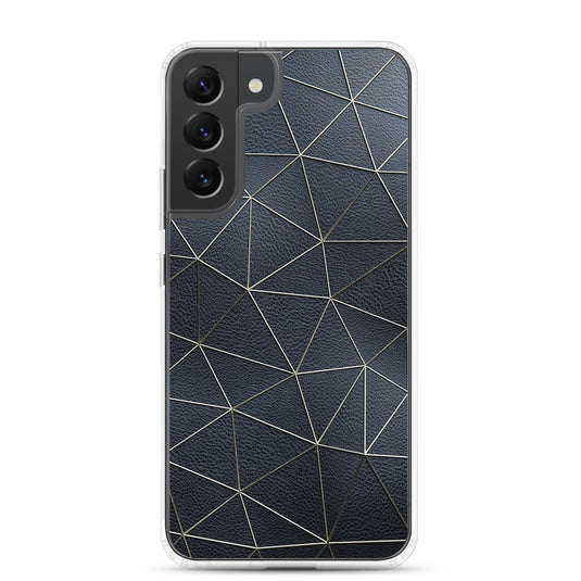 Golden Polygon Black Leather Samsung Clear Thin Case CREATIVETECH
