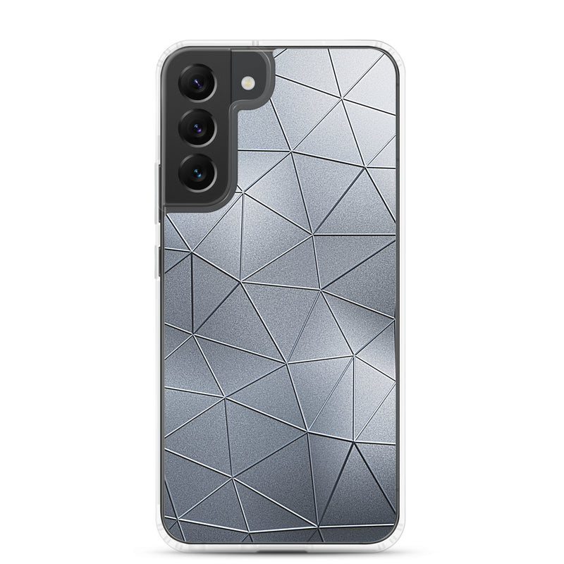 Load image into Gallery viewer, Silver Polygon Metal Samsung Clear Thin Case CREATIVETECH
