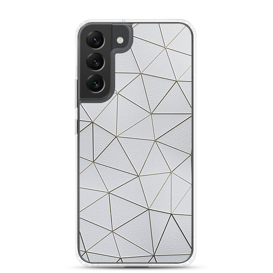 Golden Polygon White Leather Samsung Clear Thin Case CREATIVETECH