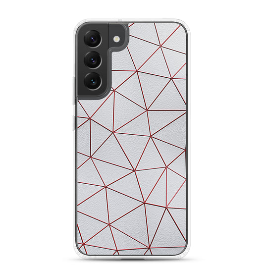 Red Polygon White Leather Samsung Clear Thin Case CREATIVETECH