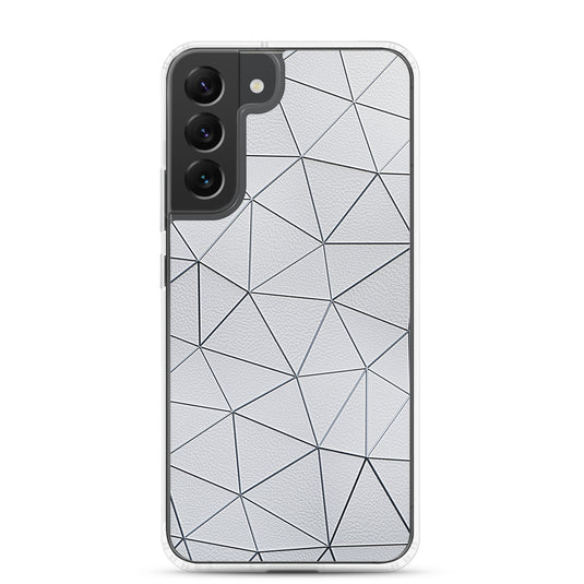Silver Polygon White Leather Samsung Clear Thin Case CREATIVETECH