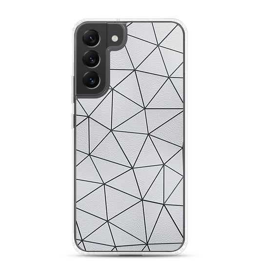 Black Polygon White Leather Samsung Clear Thin Case CREATIVETECH