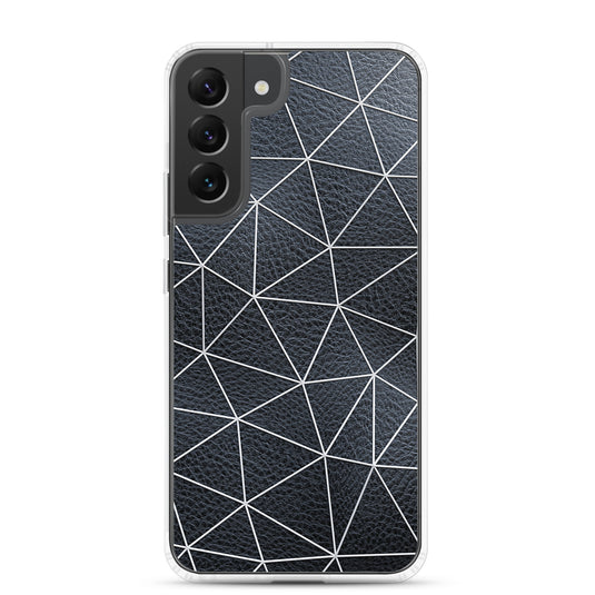 White Polygon Black Leather Samsung Clear Thin Case CREATIVETECH