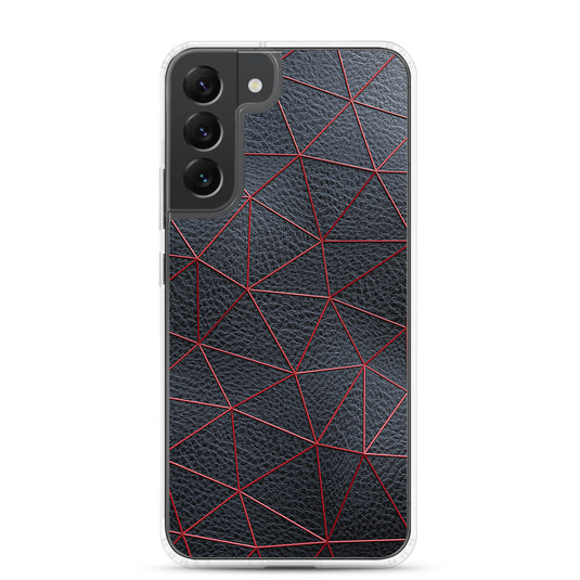 Red Polygon Black Leather Samsung Clear Thin Case CREATIVETECH