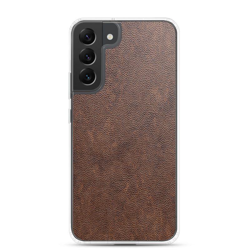 Load image into Gallery viewer, Light Brown Leather Samsung Clear Thin Case CREATIVETECH