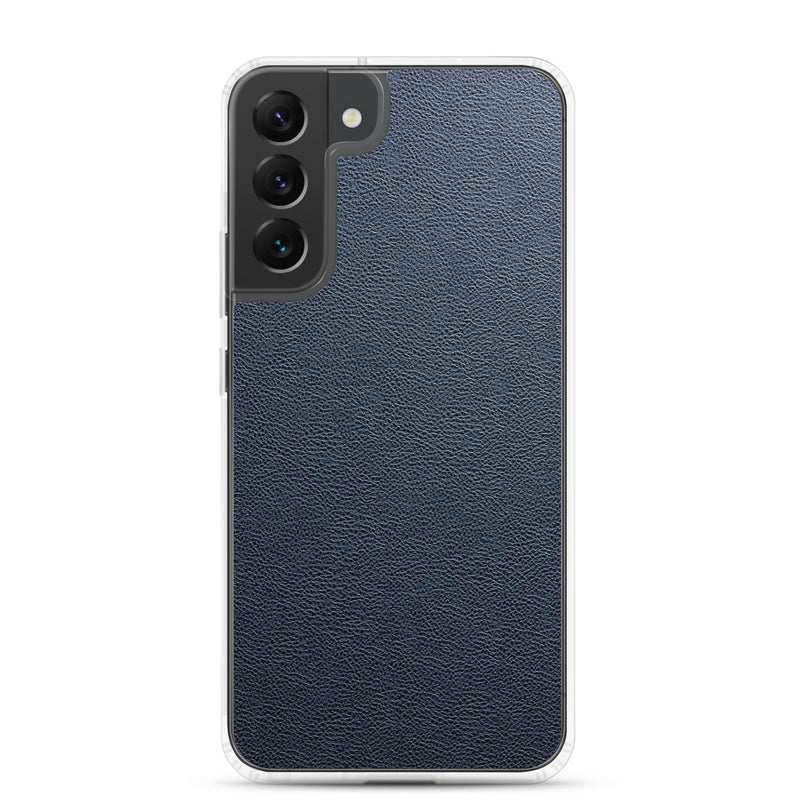 Load image into Gallery viewer, Dark Blue Leather Samsung Clear Thin Case CREATIVETECH