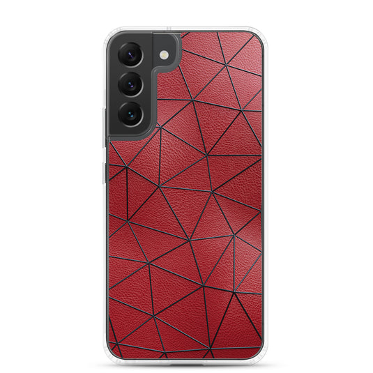 Black Polygon Red Leather Samsung Clear Thin Case CREATIVETECH