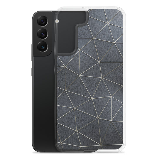 Golden Polygon Black Leather Samsung Clear Thin Case CREATIVETECH