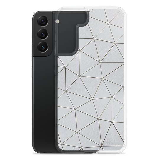 Golden Polygon White Leather Samsung Clear Thin Case CREATIVETECH