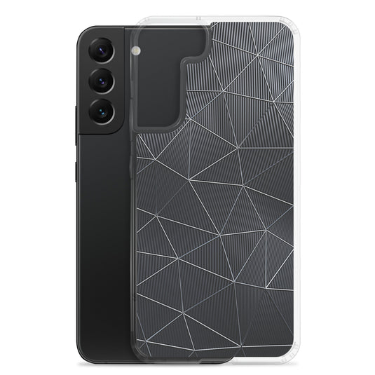 Silver Polygon Carbon Fiber Striped Samsung Clear Thin Case CREATIVETECH