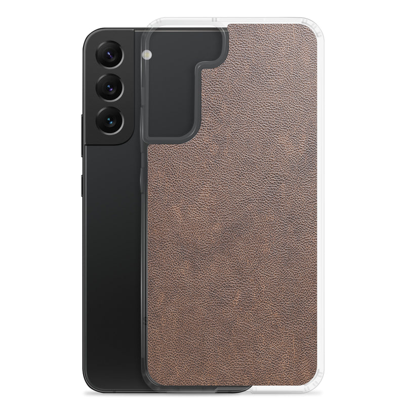 Load image into Gallery viewer, Light Brown Leather Samsung Clear Thin Case CREATIVETECH