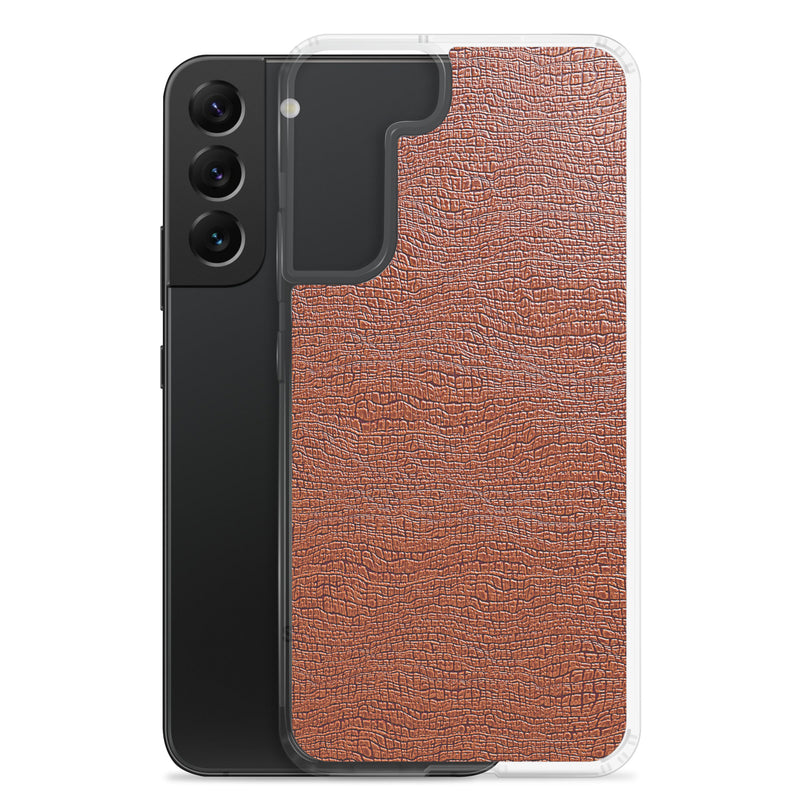 Load image into Gallery viewer, Exotic Brown Leather Samsung Clear Thin Case CREATIVETECH
