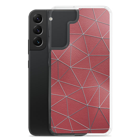 Silver Polygon Red Leather Samsung Clear Thin Case CREATIVETECH