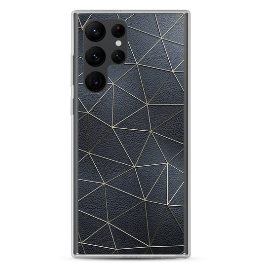 Golden Polygon Black Leather Samsung Clear Thin Case CREATIVETECH